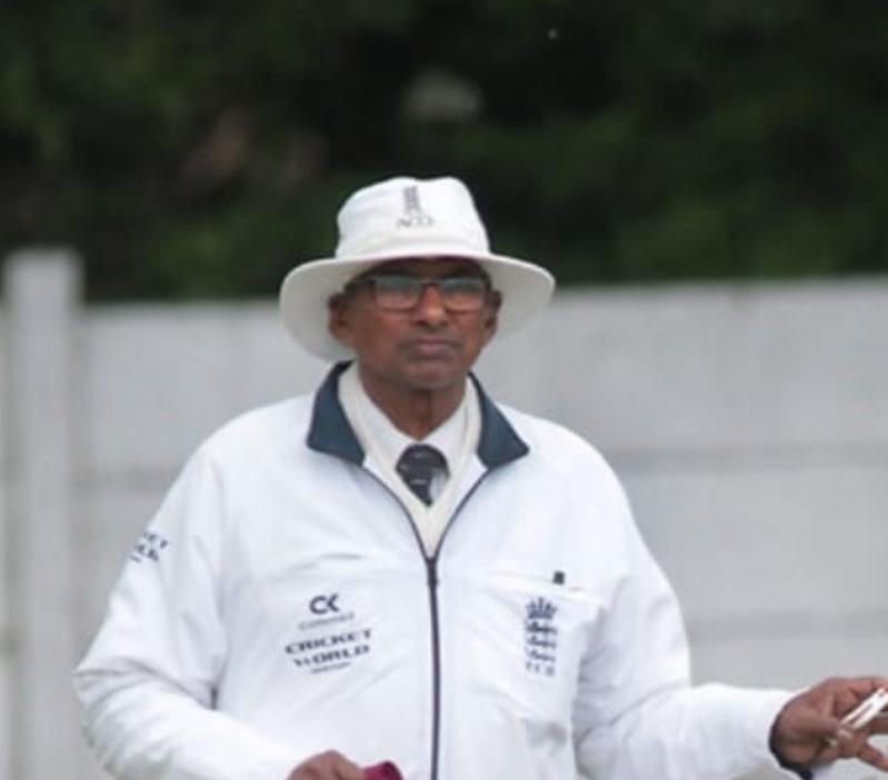 A photo of the late Suresh Patel umpiring in what was the Bolton Cricket League, now the North West Cricket League. Picture by Harry McGuire