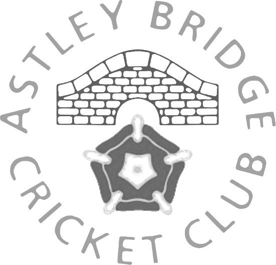 Announcement graphic for Astley Bridge Cricket Club featuring Morgan Duffy. Morgan is in the centre wearing a cricket top holding a bat. A smaller black-and-white action shot of him batting is placed on the right.